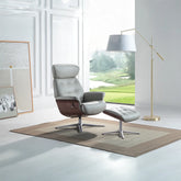 Kristof Leather Look Swivel Recliner Chair and Footstool - Pendle Village Furniture